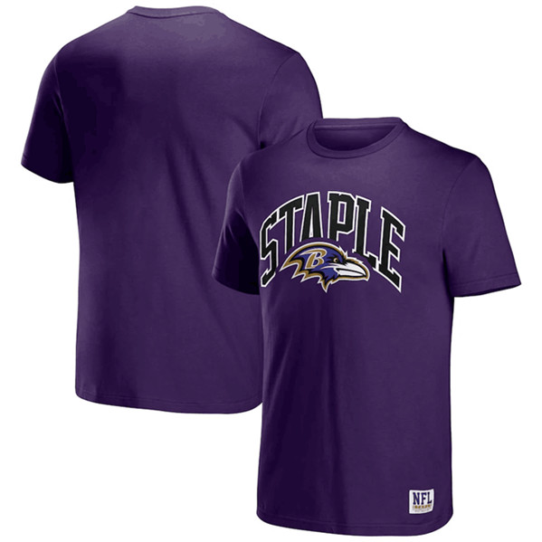 Men's Baltimore Ravens x Staple Purple Logo Lockup T-Shirt - Click Image to Close